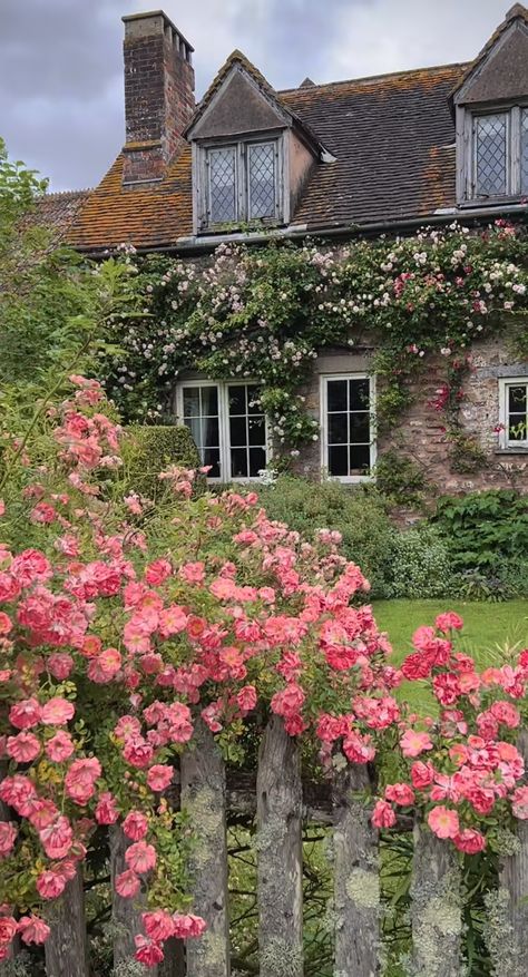 Old Garden Aesthetic, Cottage With Flowers, Dream House Aesthetic, Cottage Flowers, Fairytale House, House Of Balloons, Countryside Cottage, Floral Cottage, Flower Cottage