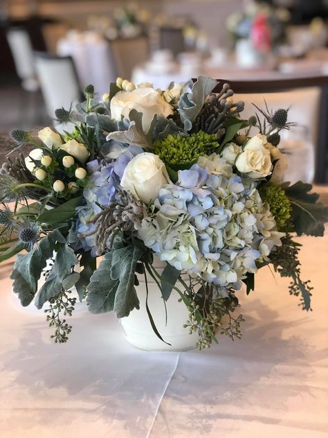 Baby Boy Shower Flowers, Christening Centerpieces Boy, Baby Shower Flowers Boy, Baby Boy Flower Arrangements, Boy Baby Shower Flowers, Baby Boy Shower Table Decor, Baby Boy In Bloom Shower Ideas, Baby In Bloom Boy Shower Ideas, Baby Boy Shower Centerpieces