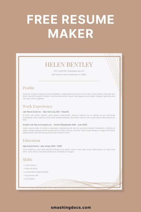 Free Resume Maker to Create Professional Resumes in Minutes Free Resume Maker, Free Resume Builder, Online Resume, Simple Resume Template, Resume Maker, Resume Builder, Simple Resume, Best Resume, Job Title