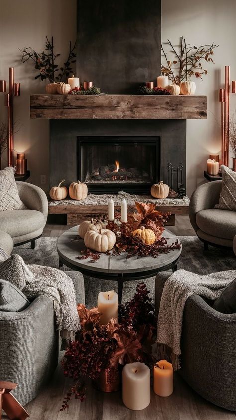 15 Cozy Fall Living Room Decor Trends for 2024 - Nikki's Plate Cozy Fall Living Room, Fall Fireplace Decor, Autumn Living Room, Fall Fireplace, Fall Living Room Decor, Fall Living Room, Cozy Fall Decor, Fall Decor Inspiration, Fall Decor Ideas