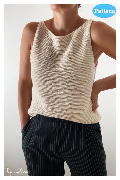 Soho Top Knitting Pattern Top Down Knitting, Knitting Top, Sleeveless Tops Summer, Sweater Knitting, Summer Knitting, Garter Stitch, Top Summer, Knitwear Design, Top Down