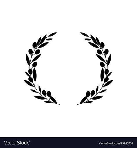 Circle frame from black silhouette two olive Vector Image Olive Branch Circle, Olive Tree Vector, Olive Crown, Circle Silhouette, Frame Circle, Olive Wreath, Branch Vector, Circle Frame, Homemade Decor