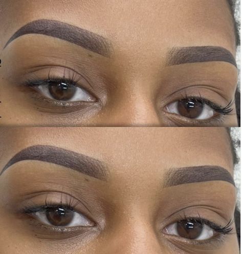 Microblading Eyebrows Style, Tinted Brows Black Women, Eye Brows Tinting, Arched Eyebrows Black Women, Ombre Brows Black Women, Eyebrow Tinting Black Women, Tinted Eyebrows Black Women, Eyebrow Microblading Shapes, Henna Brow Tinting