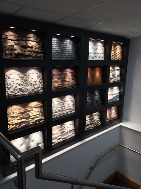 We now have a showroom in Stoke-on-Trent showcasing 16 Sample designs of our wall panels. Including a wall display of PR 442 and PR 550  LISTER TRADE FRAMES  Unit 2,Govan Road, Fenton, Stoke-on.Tre... Trading Room Design, Trading Office, Penthouse Aesthetic, Faux Brick Wall Panels, Trading Room, Design Center Showroom, Showroom Ideas, Penthouse Living, Showroom Decor