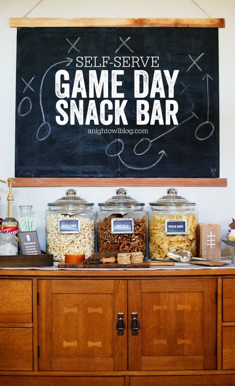 Self-Serve Game Day Snack Bar via A Night Owl >> #WorldMarket Game Day Essentials Snack Bar Kitchen, Snack Station Ideas, Snack Bar Ideas, Italian Soda Bar, Snack Station, Soda Bar, Bbq Summer, Mimosa Recipe, Italian Soda