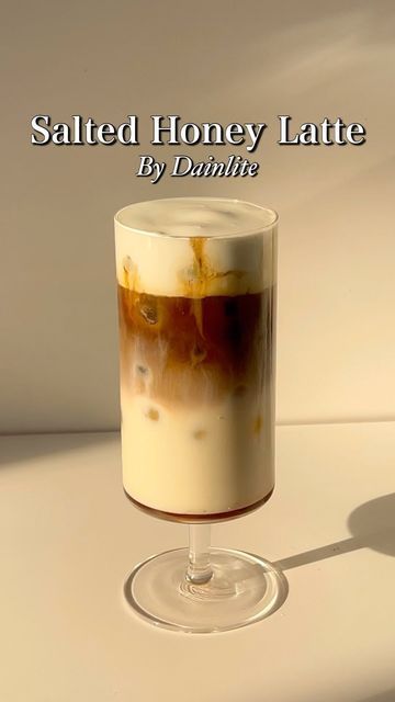 Mia on Instagram: "Salted Honey Latte🤎

Bahan - bahan / Ingredients:
1 tbsp honey
A pinch of salt
200 ml milk
Espresso
Cream
Ices

#homecafe #homecafeindonesia #aesthetic #recipe #easyrecipes #coffee #honey #reels" Honey Latte, Espresso And Cream, Pinch Of Salt, Espresso, Salt, Honey, Easy Meals, Ice Cream, Milk