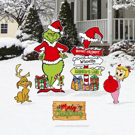 Christmas Yard Signs, Christmas Lawn Decorations, Grinch Party, Grinch Christmas Decorations, Merry Christmas Funny, Christmas Yard Decorations, Christmas Yard, Christmas Party Supplies, Outdoor Christmas Lights