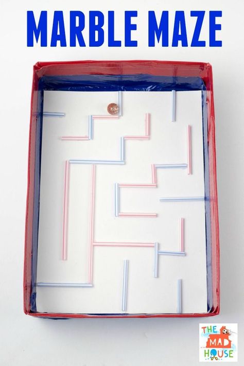 This fun marble maze is great fun for kids.  It is easy to make with things that you will have in the house. Diy Marble Maze, Library Aide, Marble Fidget, Oil And Water Experiment, Homemade Games, Makerspace Activities, Makerspace Library, Makerspace Ideas, Marble Maze