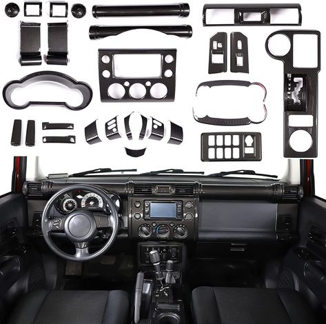 Applicable Models】This Luxury 28-piece interior set is Perfectly fit for Toyot@ FJ Cruiser 2007 2008 2009 2010 2011 2012 2013 2014 2015 2016 2017 2018 2019 2020 2021. 💌【Material】Premium grade automotive ABS, light-weight and durability, impact resistance and anti-corrosion, high and low temperature resistance.quite strong and stable,come with a long time use life,save your money directly. 💌【Durable & Protection】No Modification Required. Dust-proof, Durable, And Corrosion Resistance; No Damage, Custom Fj Cruiser, Fj Cruiser Interior, Fj Cruiser Mods, 2014 Fj Cruiser, Mini Trucks 4x4, 2007 Toyota Fj Cruiser, Cool Truck Accessories, Toyota Fj Cruiser, Mini Trucks