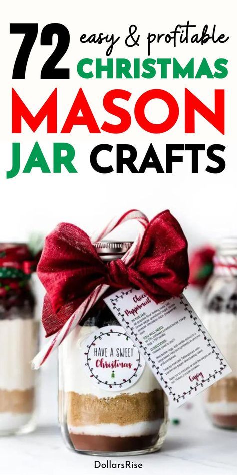 Easy and Profitable DIY Christmas Mason Jar Craft ideas. Make this festive season extra special with the perfect Christmas Mason Jar DIY. Whether you're looking for DIY projects to sell for money or unique ideas for decorating, these mason jar crafts will definitely get you into your festive vibe. Mason jars are an affordable DIY project to add a touch of cheer to your house. Christmas Crafts DIY Project, Christmas Crafts To Sell For Money, Christmas Craft Ideas, Christmas Mason Jar Craft Ideas. Holiday Mason Jar Crafts, Christmas Mason Jar Crafts, Jar Food Gifts, Mason Jar Gifts Recipes, Mason Jar Lids Crafts, Easy Mason Jar Crafts Diy, Mason Jar Cookies Mix, Christmas Jar Gifts, Diy Christmas Crafts To Sell