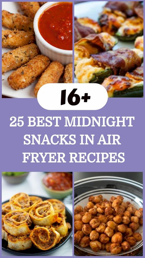 Feeling peckish after hours? Dive into these 25 top-notch midnight snacks you can whip up in your air fryer with ease! Whether you're in the mood for crispy fries or melty mozzarella sticks, this collection has you covered with quick and satisfying recipes to curb those late-night cravings. Perfect for easy late-night bites, after-school munchies, or even healthy dessert options, these savory and delicious treats are sure to hit the spot. Late Night Gluten Free Snacks, Gluten Free Late Night Snacks, Quick Easy Late Night Snacks, Late Night Air Fryer Snacks, Late Night Snacks Ideas, Late Night Appetizers, Savory Late Night Snacks, Quick Late Night Snacks Savory, Snacks In Air Fryer