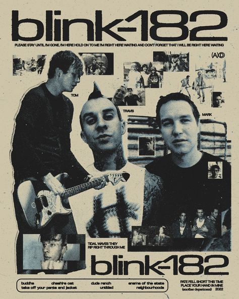 Blink 182 Poster, Graphic Design Freelance, Design Exploration, Rock Band Posters, Artistic Posters, Vintage Music Posters, Graphic Design Assets, Fav Music, Movie Poster Wall