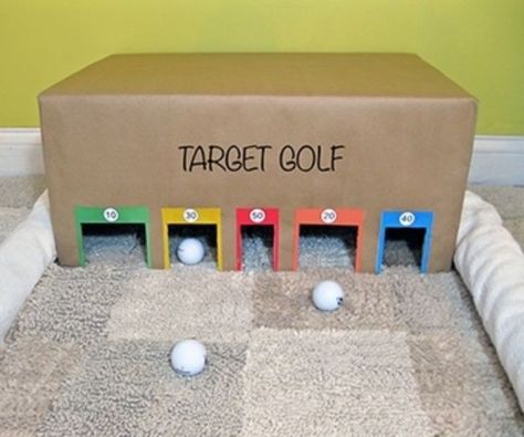 target golf what a great indoor activity for kids! Target Golf, Påskeaktiviteter For Barn, School Carnival, Winter Ideas, Indoor Activities For Kids, Carnival Games, Indoor Fun, Diy Games, Indoor Activities