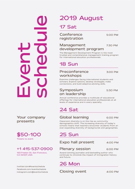 Event Program Design, Event Schedule Design, Program Poster, Schedule Poster, Agenda Design, Conference Program, Event Poster Template, Event Planning Template, Event Posters