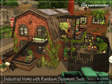 The Sims Resource - Industrial Home with Rundown Basement Suite Sims 4 Houses Industrial, Sims Industrial House, Industrial Loft Sims 4, Industrial Sims 4 House, Sims 4 Cc Furniture Industrial, Sims 4 Warehouse, Sims Basement, Sims 4 Industrial House, Sims 4 Industrial Cc