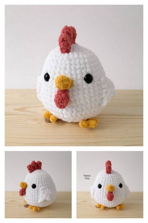 Crocheted Chicken, Crochet Project Free, Easy Crochet Animals, Crochet Chicken, Small Chicken, Pola Amigurumi, Crochet Baby Toys, Crochet Animals Free Patterns, Crochet Design Pattern