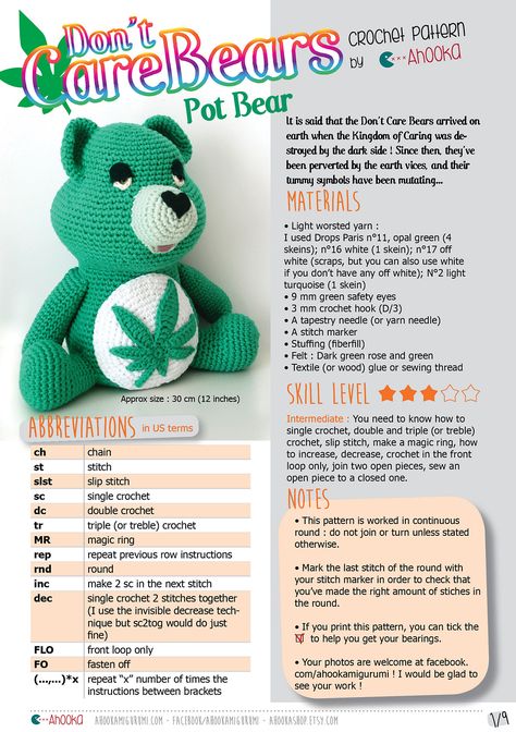 Dont Care Bear, Plushie Crochet Pattern, Bear Amigurumi, Amigurumi Plush, Mode Crochet, Crochet Animals Free Patterns, Dont Care, Crochet Design Pattern, Beginner Crochet Projects