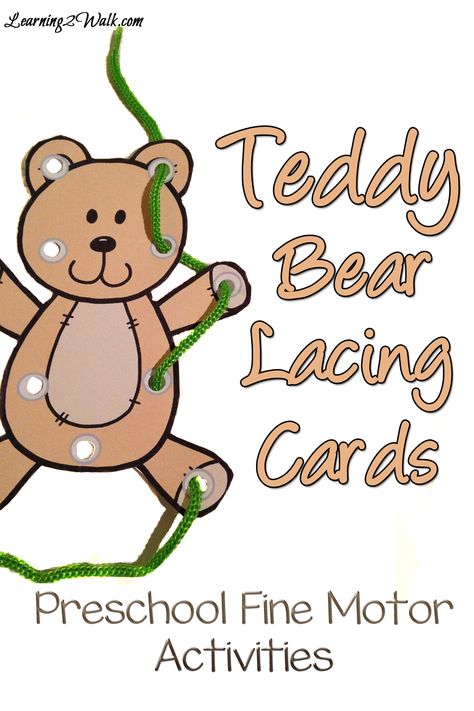 Preschool fine motor activities are an important component of early childhood. Use these free teddy bear lacing cards as a fun activity. Teddy Bear Preschool, Bears Preschool, Camping Theme Preschool, Preschool Fine Motor Activities, Teddy Bear Day, Fine Motor Activities For Kids, Lacing Cards, Teddy Bear Theme, Preschool Fine Motor