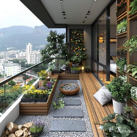 Balcony Design Modern, Big Balcony Ideas, Modern Balcony Design, Design Balcony, Big Balcony, Small Garden Landscape, Balcony Design Ideas, House With Balcony, Small Balcony Garden