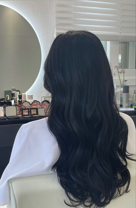 Almost Black Hair Color, Long Black Hair Extensions, Warm Black Hair, All Black Hair, Almost Black Hair, Pretty Black Hair, Black Clip In Hair Extensions, Raven Black Hair, Off Black Hair