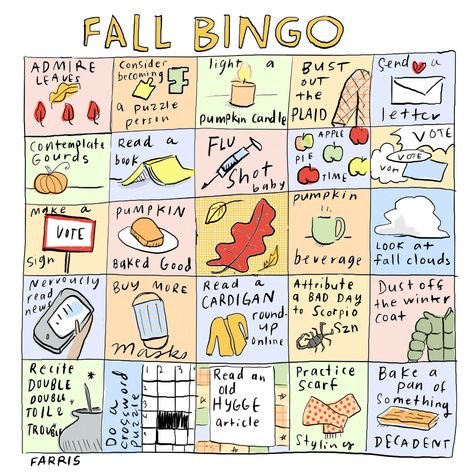 Fall Bingo, Gift Guide Design, Free Bingo Cards, Bingo Template, Cup Of Jo, Fall Bucket List, Have A Lovely Weekend, Pumpkin Candles, Seasonal Decorations