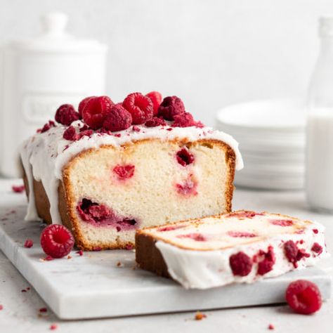 Raspberry Rose Yogurt Loaf Cake - Food Duchess Rose Pound Cake, Yogurt Loaf Cake, Raspberry Pound Cake, Raspberry Rose, Cake Printing, Loaf Cake, Plain Yogurt, Recipe Notes, Loaf Pan