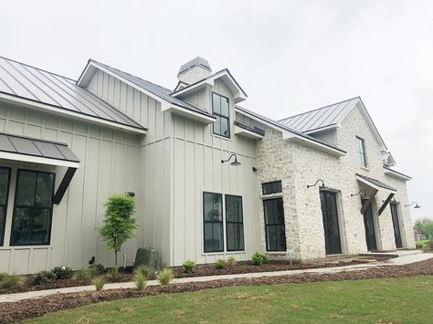 ryan | texas forever farmhouse on Instagram: “Watching everything turn green again has done wonders for my soul. 💚 So I guess I’ll take the hit to my allergies. 🍃🌸🌷” Modern Farmhouse Ideas, Gray House Exterior, Gray Exterior, Mindful Gray, James Hardie, Repose Gray, Texas Forever, Grey Exterior, Modern Farmhouse Design