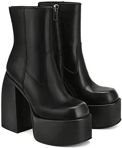 Water Platform, Womens High Boots, Dr Shoes, Black Platform Boots, Gogo Boots, Black Block Heels, Square Toe Boots, Chunky High Heels, Estilo Punk