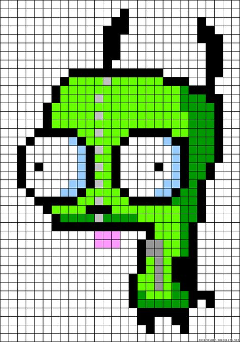 Perler Bead Patterns Invader Zim, Gir Invader Zim Pixel Art, Motley Crue Perler Beads, Kawaii Perler Beads Pattern, Gir Invader Zim Perler Beads, Tlou Perler Beads, Invader Zim Alpha Pattern, Invader Zim Kandi Pattern, Kandi Patterns Numbered