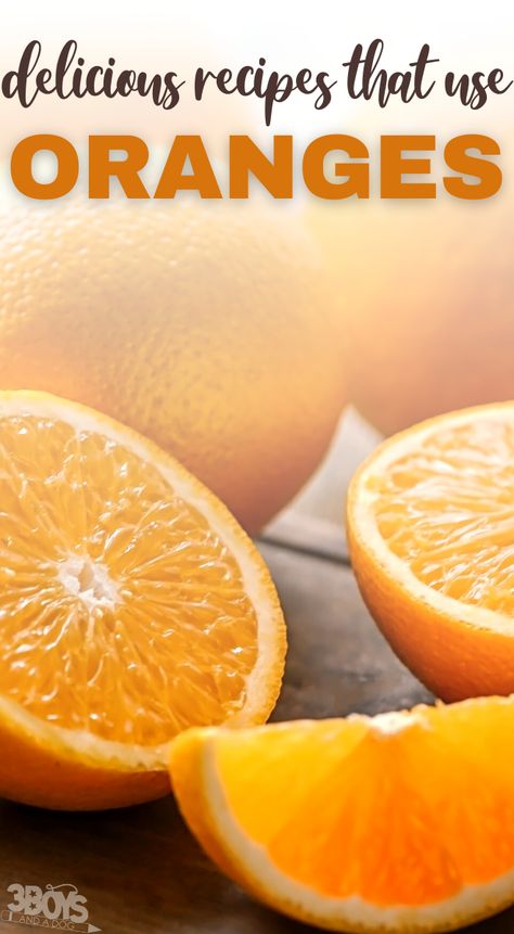 These Recipes with Oranges are so delicious and simple to make! Who doesn't love the thought of using fresh oranges or orange flavoring? #orangerecipes #simplerecipes #easyrecipes #3boysandadog Orange Fruit Recipes, Cooking With Oranges, Things To Make With Oranges, Fresh Orange Recipes, Recipe With Oranges, Recipes With Oranges, Orange Mocktail Recipes, Oranges Recipe, Fun Holiday Drinks