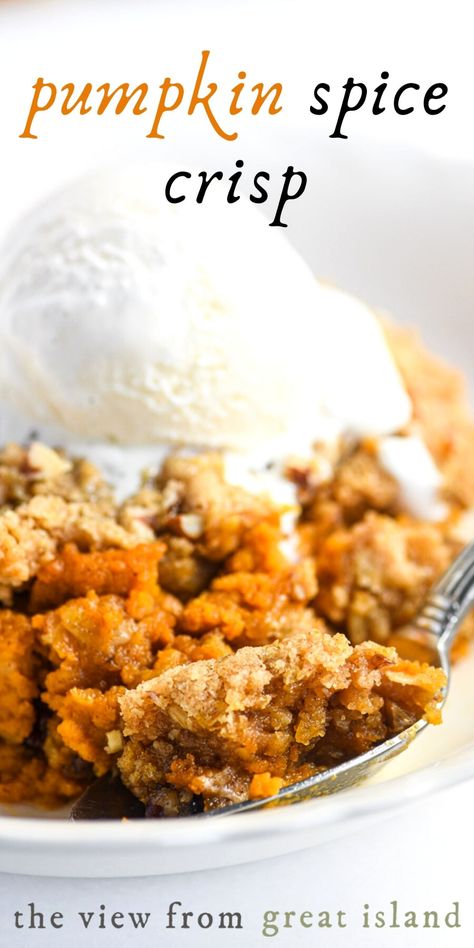 Pumpkin Spice Crisp is the new gold standard for pumpkin desserts, sorry not sorry pumpkin pie, we're going a different way this Thanksgiving, and we're super excited about it. This fluffy pumpkin crisp is outta this world delicious. Light Pumpkin Pie, Pumpkin Crisp Recipe, Pecan Crumble, Pumpkin Crisp, Pumpkin Filling, Winter Baking, Pumpkin Pecan Pie, Recipe Pumpkin, Cake Mug