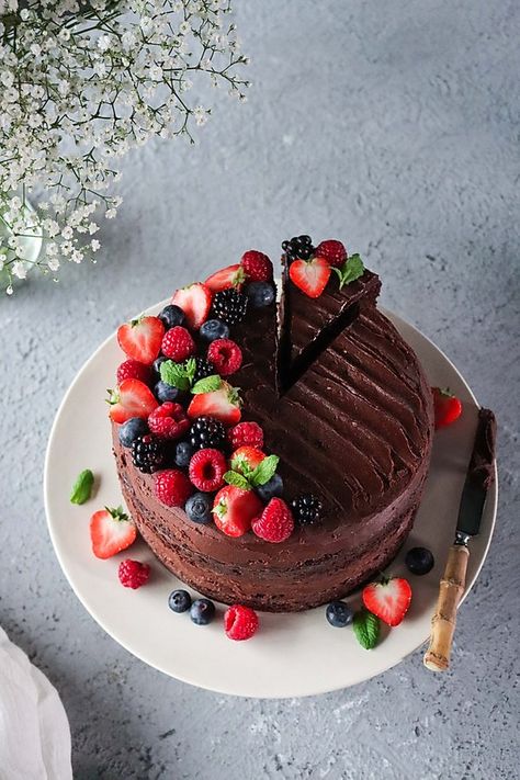 Easy Vegan Chocolate Cake | Pick Up Limes | Nourish the Cells & the Soul Easy Vegan Chocolate Cake, Vegan Chocolate Cake Recipe, 4 Cake, Vegan Chocolate Cake, Desserts Vegan, Warm Cake, How To Roast Hazelnuts, Best Chocolate Cake, Cake Picks