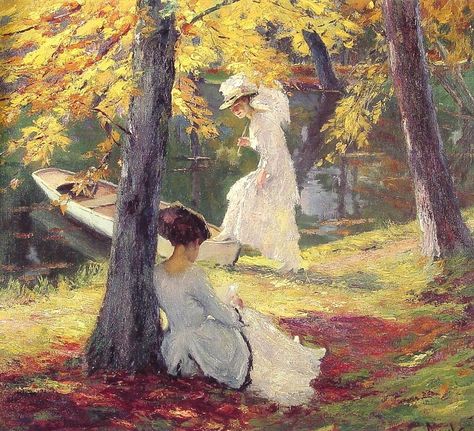 Edward Alfred Cucuel (1879-1951)  —   Autumn Sun  (1005�×915) Edward Cucuel, American Impressionism, Autumn Sun, Childe Hassam, Bo Bartlett, Mary Cassatt, Impressionist Artists, Art Ancien, Andrew Wyeth