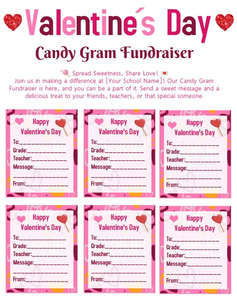 Valentines Grams Fundraiser, Valentine Grams Ideas, Valentine Grams, Valentine Free Printables, Valentine Candy Grams, Candy Grams, Valentines Printables Free, Free Candy, Valentine Candy