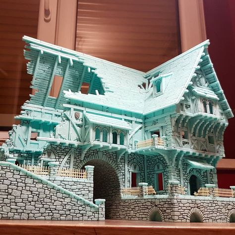 719 Likes, 56 Comments - @paintsquig1980 on Instagram: “Almost there! Two more roof dormers to do and then shingels. #frostgrave  #dnd…” Warhammer Fantasy Terrain, Mordheim Terrain, Foam Board Crafts, Model Castle, Dnd Crafts, Wargaming Table, Warhammer Terrain, Dungeon Master's Guide, Game Terrain