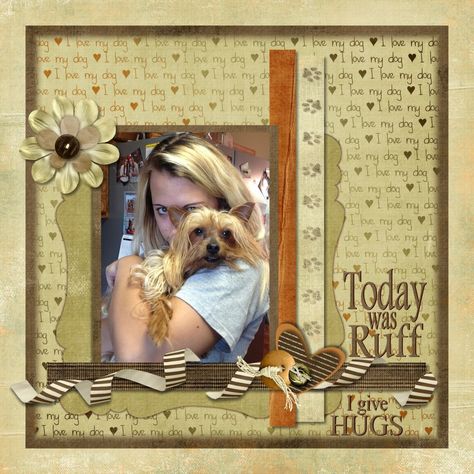 Today was Ruff - Scrapbook.com Dog Scrapbook Layouts, Pet Scrapbook Layouts, Paper Bag Scrapbook, Dog Scrapbook, Pet Scrapbook, 3 Picture, Picture Layouts, Scrapbook Layout Sketches, Family Scrapbook