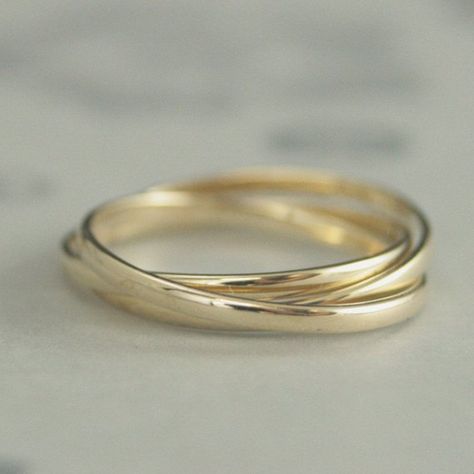 10K Interlocking Rings–10K Rolling Ring—10K Yellow Gold—Gold Rolling Ring—Russian Wedding Band—1.5mm Russian Wedding Ring, Rolling Ring, Interlocking Rings, Double Rings, Russian Wedding, Vintage Engagement Rings Sapphire, Interlocking Ring, 10k Gold Ring, Petite Ring