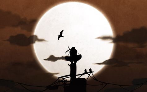 silhouette of man on pole illustration Naruto Shippuuden Uchiha Itachi #silhouette #Moon power lines #anime #720P #wallpaper #hdwallpaper #desktop Itachi On Pole, Sharingan Wallpapers, Best Naruto Wallpapers, Amoled Wallpapers, Madara Uchiha, Naruto Wallpaper, Kakashi Hatake, Wallpaper Free Download, Persona 5