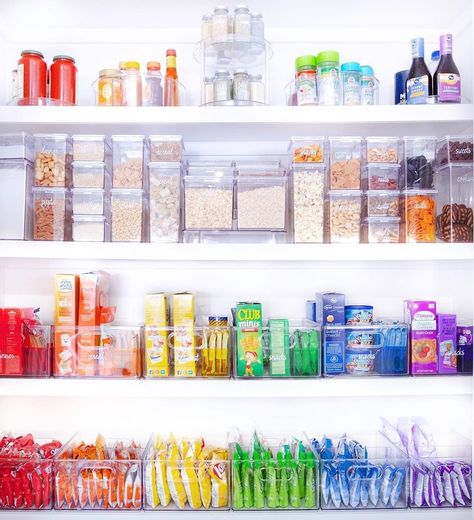 Rainbow Pantry GOALS! 😍 @thehomeedit organized this pantry to ROYGBIV perfection.⁣⁣⁣⁣⁣ ⁣ 🌈 First Two Shelves: Combination of our THE divided bins and rainbow baby bins⁣⁣⁣ 🌈 Third Shelf: Canisters for all staples ⁣⁣⁣ 🌈 Top Shelf: Turntables for condiments and spices⁣ ⁣ 📷: @thehomeedit   #iDesign #MyiDesign #iDLiveSimply #livesimply #colorful #pantryorganization #food #pantry #homeorganizer #snacks #bins #homedesign #kitchendesign #pantrygoals #pantrydesign #pantrymakeover #organize #kids Colorful Pantry, Rainbow Organization, Dream Pantry, Be Genuine, Pantry Organisation, Home Edit, Pantry Makeover, House Organisation, Kitchen Organization Pantry