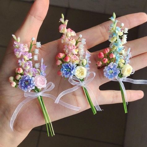 Miniatures & Mini things | Miniature Handmade Air Dry Clay Mixed Flower Bouquets | Facebook Fairy Garden Designs, Garden Designs, Mini Things, Flower Bouquets, Dry Clay, Air Dry Clay, Fairy Garden, Air Dry, Flowers Bouquet