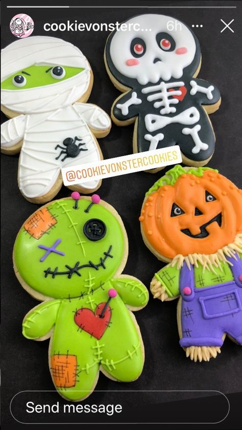 Sugar Cookie Designs Halloween, Simple Birthday Decorated Cookies, Decorated Halloween Cookies Royal Icing, Diy Halloween Cookies, Halloween Sugar Cookie Ideas, Spooky Halloween Cookies Decorated, Skeleton Cookies Decorated, Mummy Cookies Decorated, Sugar Cookies Halloween