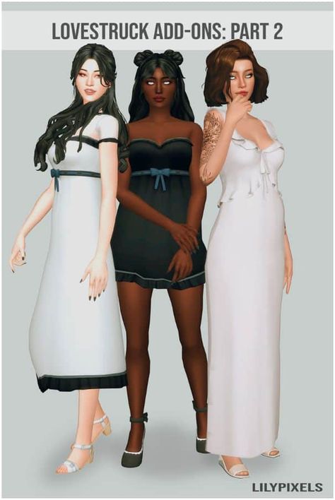 17+ Newest Sims 4 Lovestruck CC: Add-Ons, Edits, Recolors - We Want Mods S4cc Dress, S4cc Mods, Sims 4 Add Ons, Sims 4 Cc Clothes, Dandelion Dress, The Sims 4 Packs, Apple Dress, Sims 4 Gameplay, Casas The Sims 4