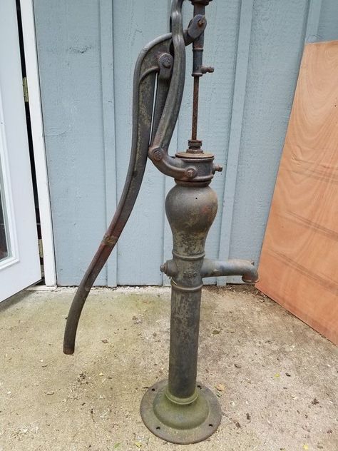 Vintage Cast Iron Hand Water Wellhead Pump in Antiques, Architectural & Garden, Garden | eBay Hand Pump Water Feature, Water Well Hand Pump, Water Well House, Hand Pump Well, Old Water Pumps, Garden Water Pump, Hand Water Pump, Shed Landscaping, Iron Water