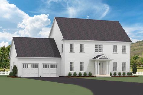 Plan 470002ECK: Exclusive Colonial 4-Bed House Plan with Second Level Master Salt Box House Plans, Colonial Farmhouse Plans, Walk In Closet Bedroom, Saltbox House Plans, Colonial Floor Plans, Modern Colonial House, Small Colonial, House Plans Colonial, Colonial House Exteriors