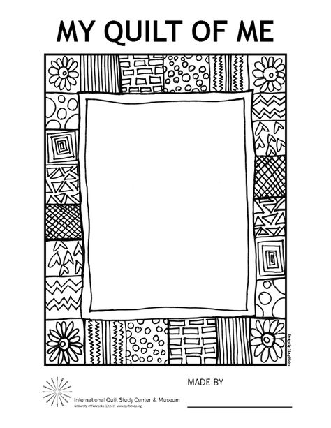 Print this Faith Ringgold-inspired quilt frame and add color and your drawing to create your own portrait quilt. Faith Ringgold Art, Quilt Frame, Bucket Fillers, Art Sub Plans, Art Handouts, Faith Ringgold, April Art, Author Study, 2nd Grade Art