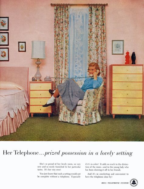 1950 Bedroom, 1940s Interior Design, 50s Bedroom, 1950s Bedroom, 1950s Interior Design, 1940s Interior, Vintage Inspired Room, 1970s Home, 1950s House