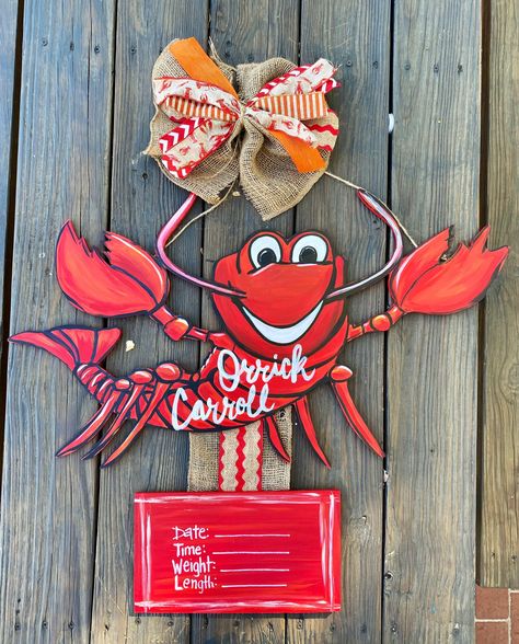 Baby Hanger, Newspaper Canvas, Bathroom Door Sign, Crawfish Season, Baby Door Hangers, Baby Hangers, Bow Hanger, Eagle Painting, Baby Door