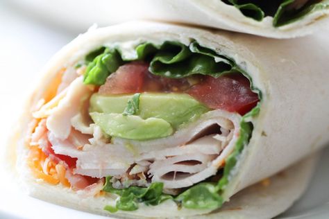 Turkey Bacon Avocado Wraps | Six Sisters' Stuff Avocado Wrap Recipes, Turkey Bacon Avocado, Avocado Wraps, Snack On The Go, Avocado Wrap, Turkey Wraps, Six Sisters Stuff, Deli Turkey, Bacon Avocado