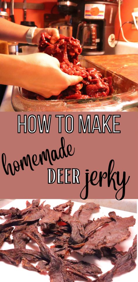 Jerky Marinade Recipes, Beef Jerky Recipe Dehydrator, Jerky Recipes Dehydrator, Deer Jerky Recipe, Venison Jerky Recipe, Oven Jerky, Jerkey Recipes, Deer Jerky, Jerky Marinade