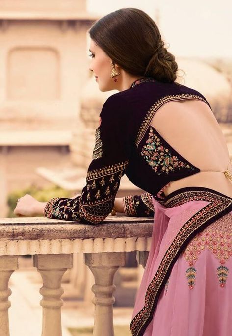 Velvet Blouse Design, Choli Blouse Design, Indian Blouse Designs, Lehenga Choli Designs, Choli Blouse, Backless Blouse Designs, Fashionable Saree Blouse Designs, Blouse Design Images, Velvet Blouse